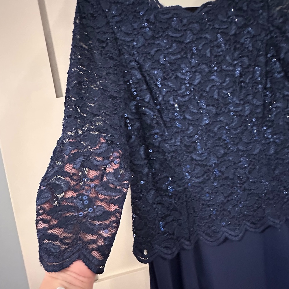Alex Evenings Navy Lace Top Dress - Picture 3 of 6